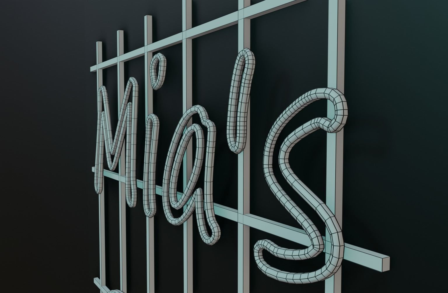 Woman Neon Sign Low-poly 3D model_22