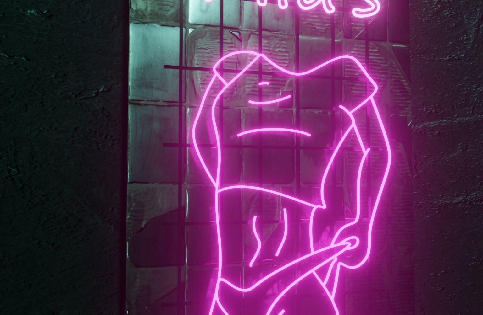 Woman Neon Sign Low-poly 3D model_11