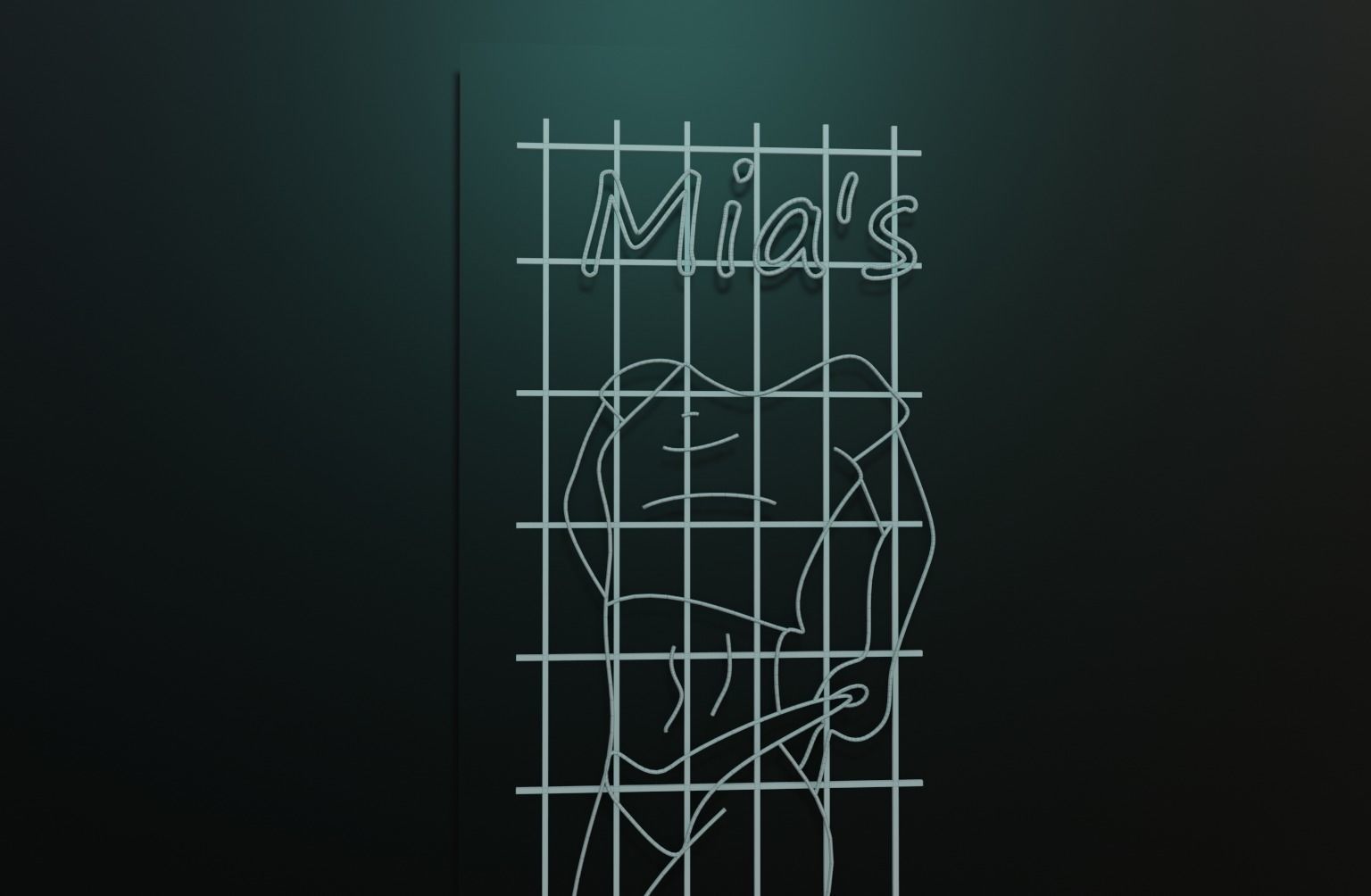 Woman Neon Sign Low-poly 3D model_18