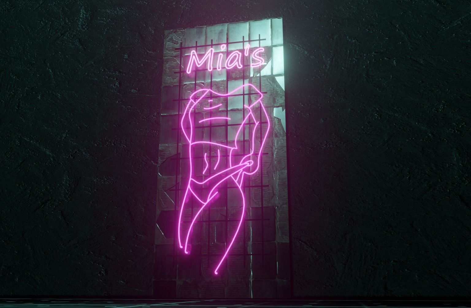 Woman Neon Sign Low-poly 3D model_6