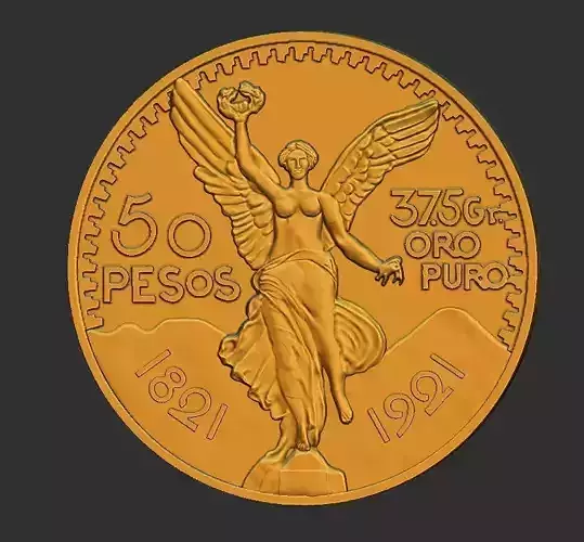Mexico 50 Peso Gold Coin 3D print model
