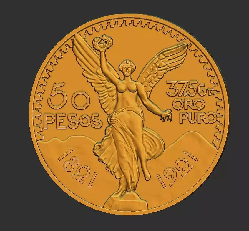 Mexico 50 Peso Gold Coin 3D print model