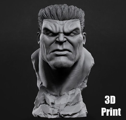 Stl Red Hulk Bust  3D print model
