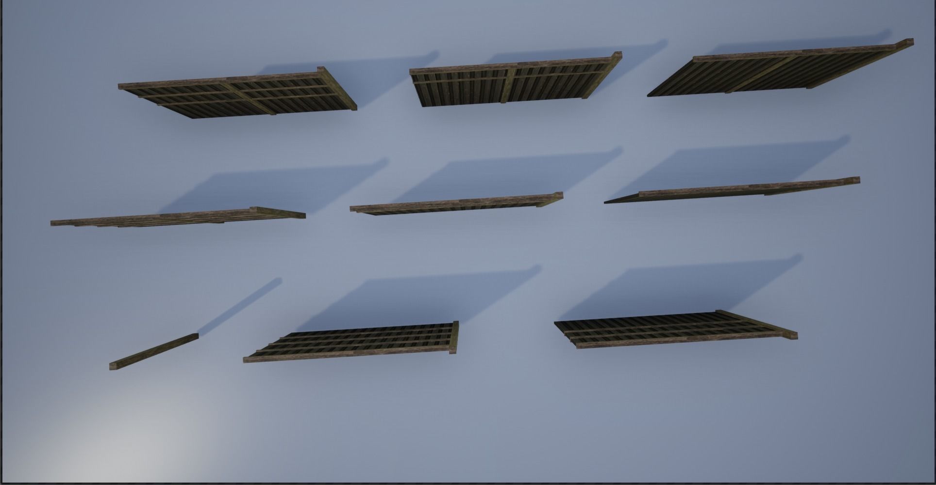 Modular High Wooden Fence Low-poly 3D model_16