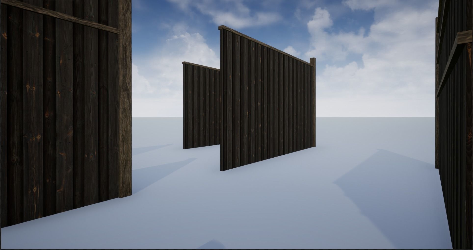 Modular High Wooden Fence Low-poly 3D model_7