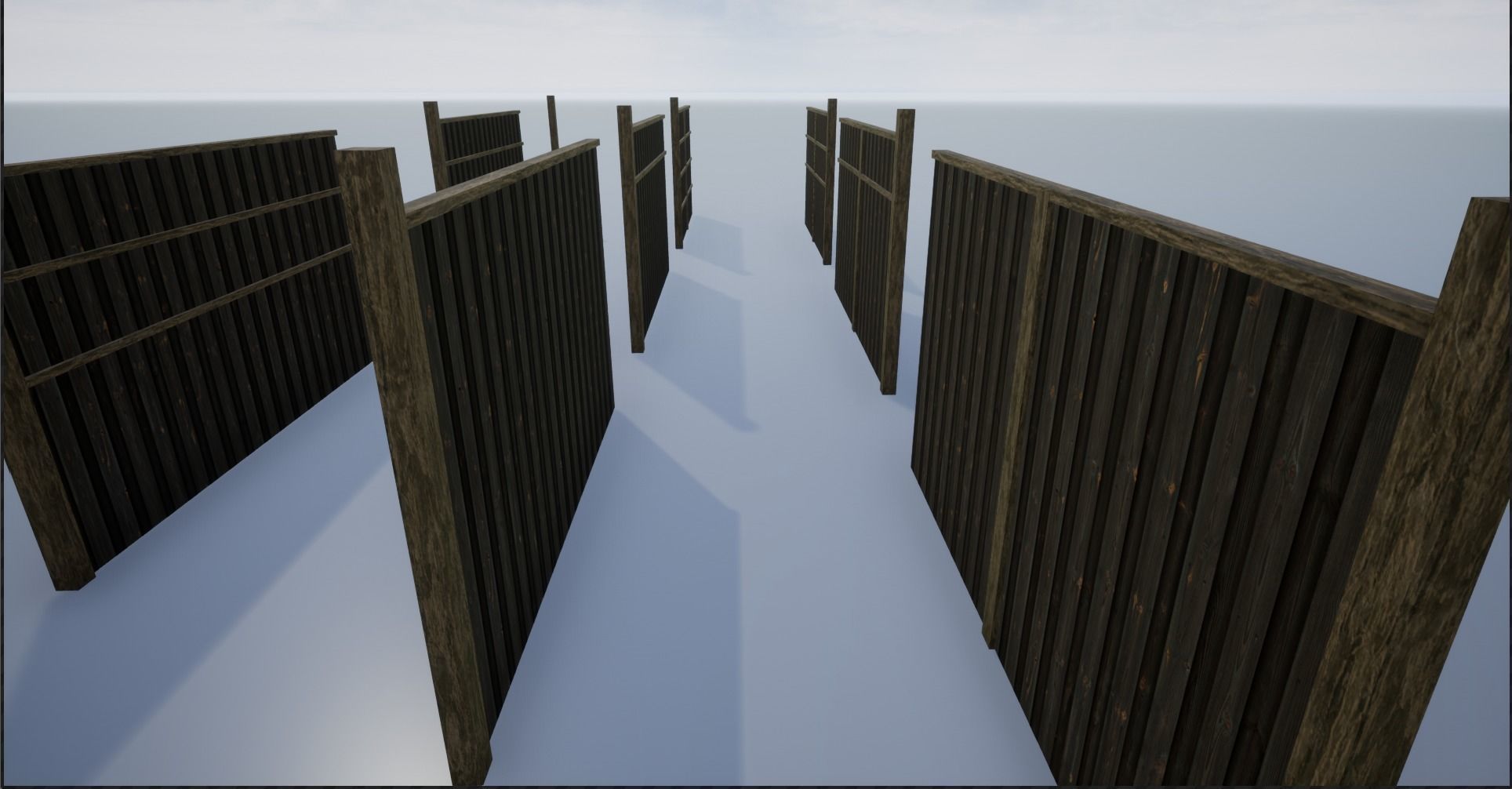 Modular High Wooden Fence Low-poly 3D model_14