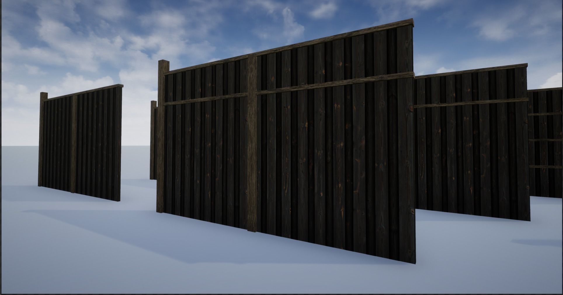 Modular High Wooden Fence Low-poly 3D model_11