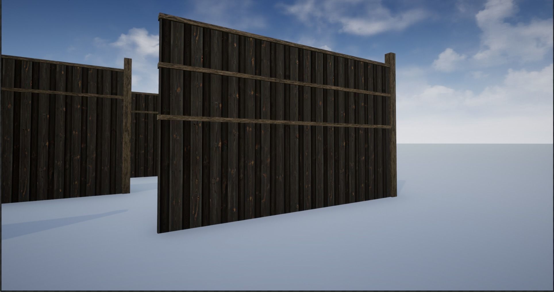 Modular High Wooden Fence Low-poly 3D model_6