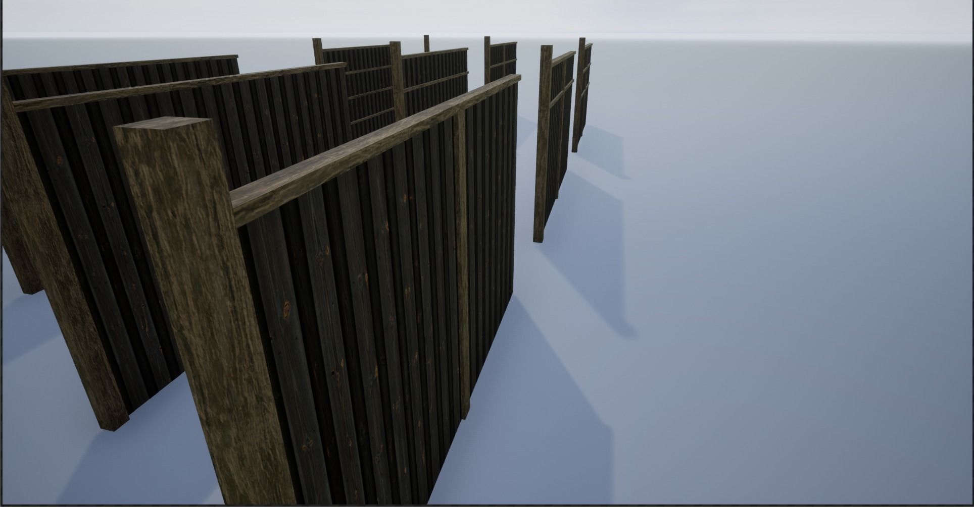 Modular High Wooden Fence Low-poly 3D model_13