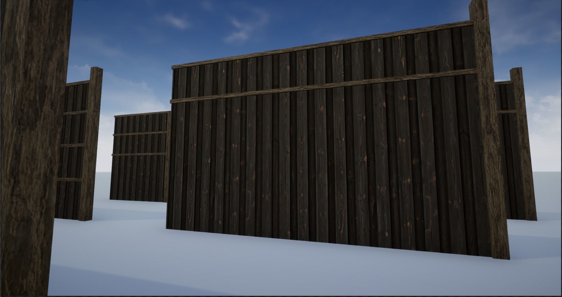 Modular High Wooden Fence Low-poly 3D model_8