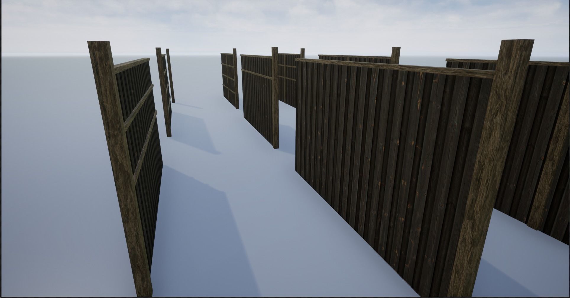 Modular High Wooden Fence Low-poly 3D model_15