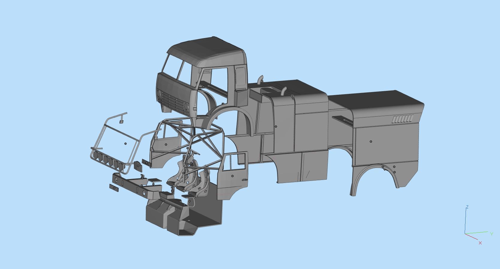 KAMAZ 4911 Dakar truck STL printable   And another scale 3D print model_18