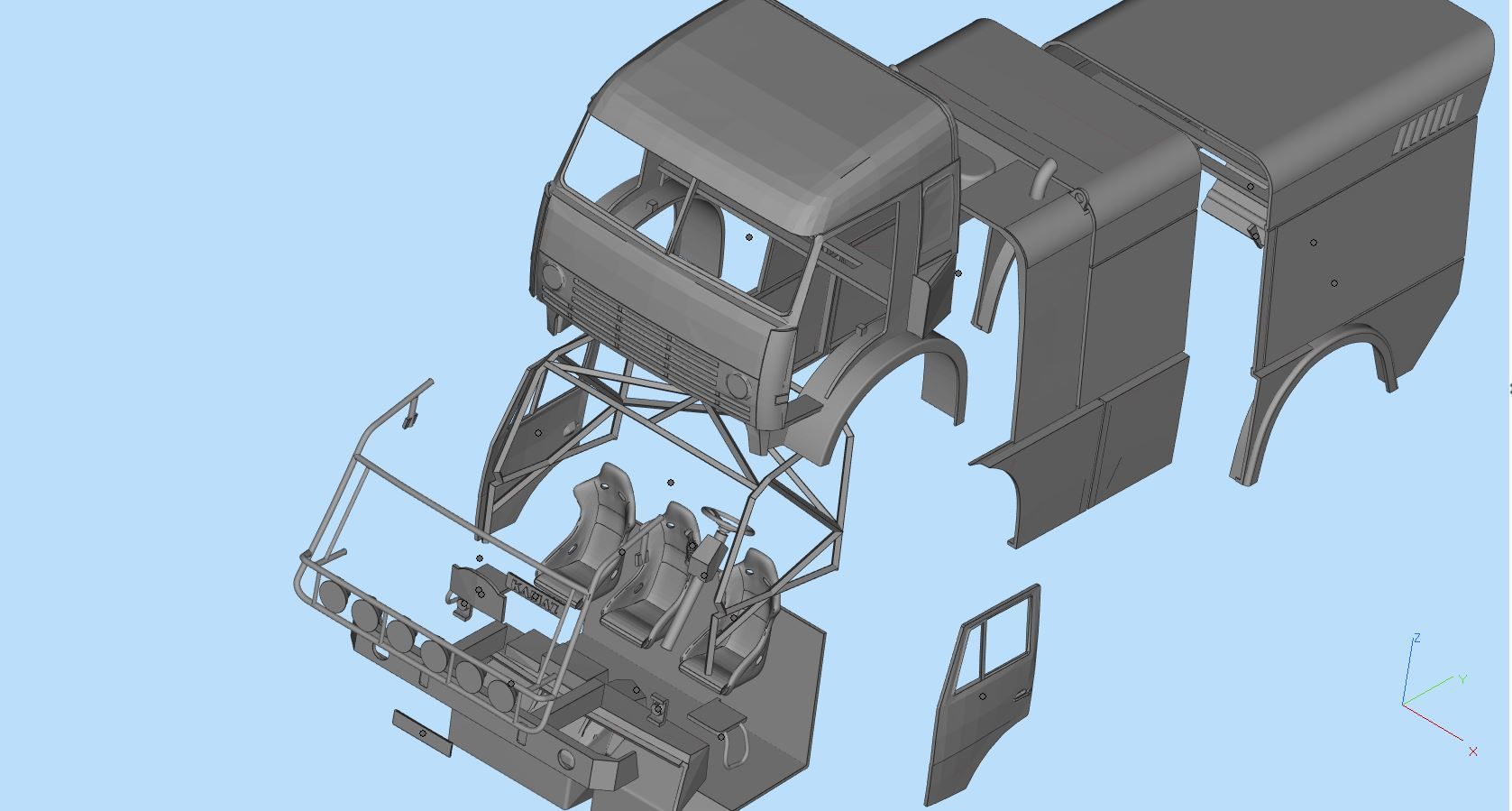KAMAZ 4911 Dakar truck STL printable   And another scale 3D print model_11