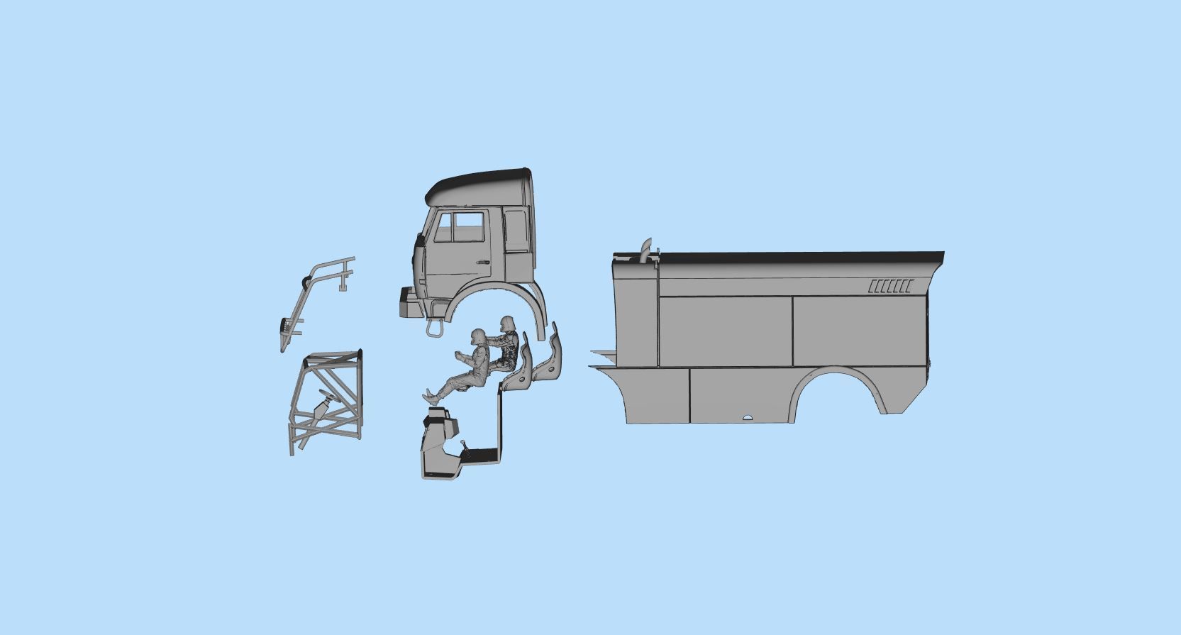 KAMAZ 4911 Dakar truck STL printable   And another scale 3D print model_23
