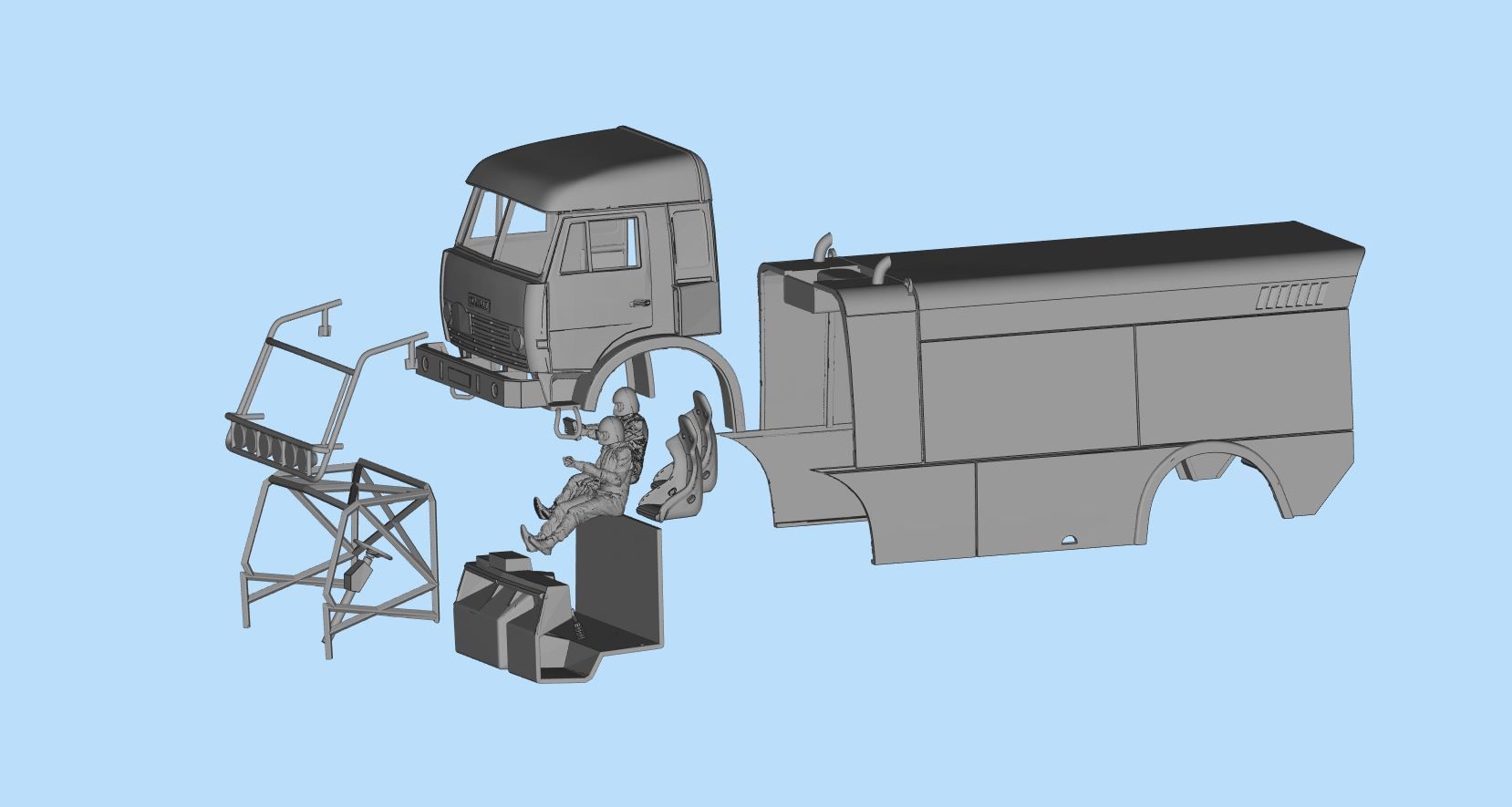 KAMAZ 4911 Dakar truck STL printable   And another scale 3D print model_7