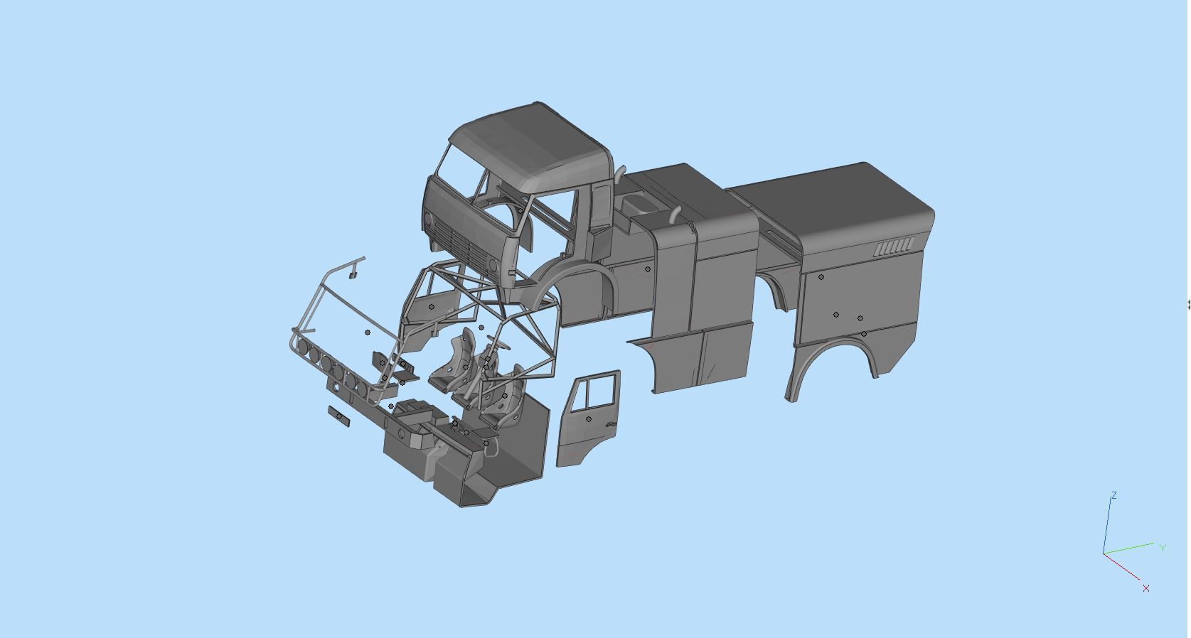 KAMAZ 4911 Dakar truck STL printable   And another scale 3D print model_19