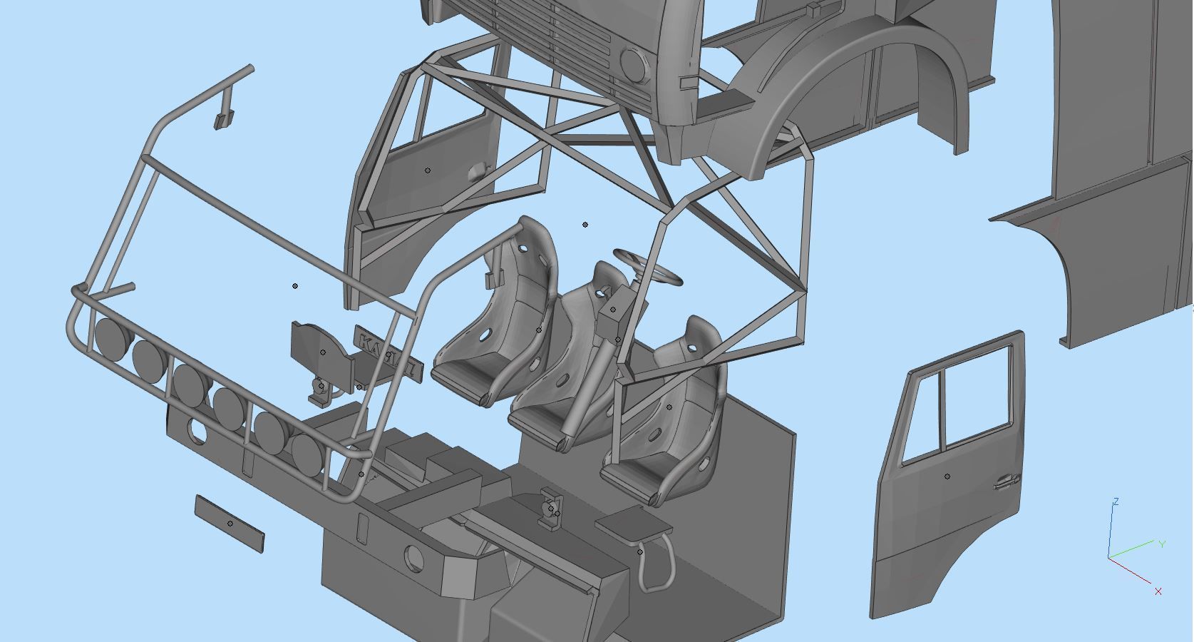KAMAZ 4911 Dakar truck STL printable   And another scale 3D print model_12