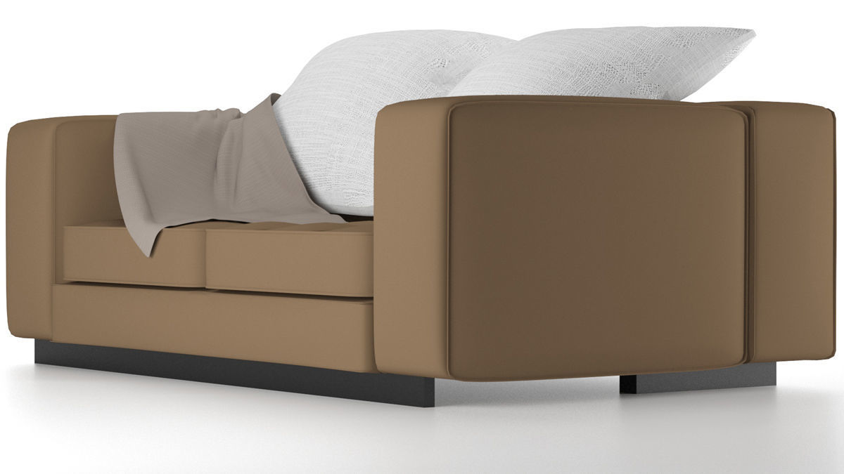 Two-person brown sofa   3D model_4