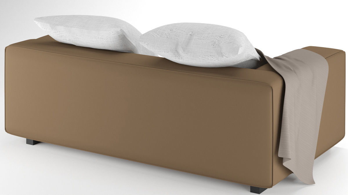 Two-person brown sofa   3D model_2