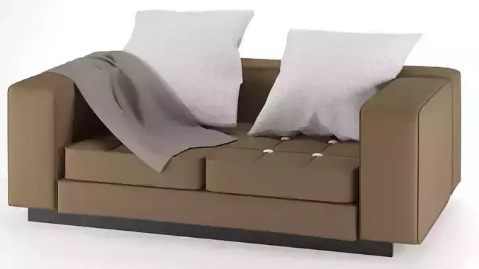 Two-person brown sofa   3D model