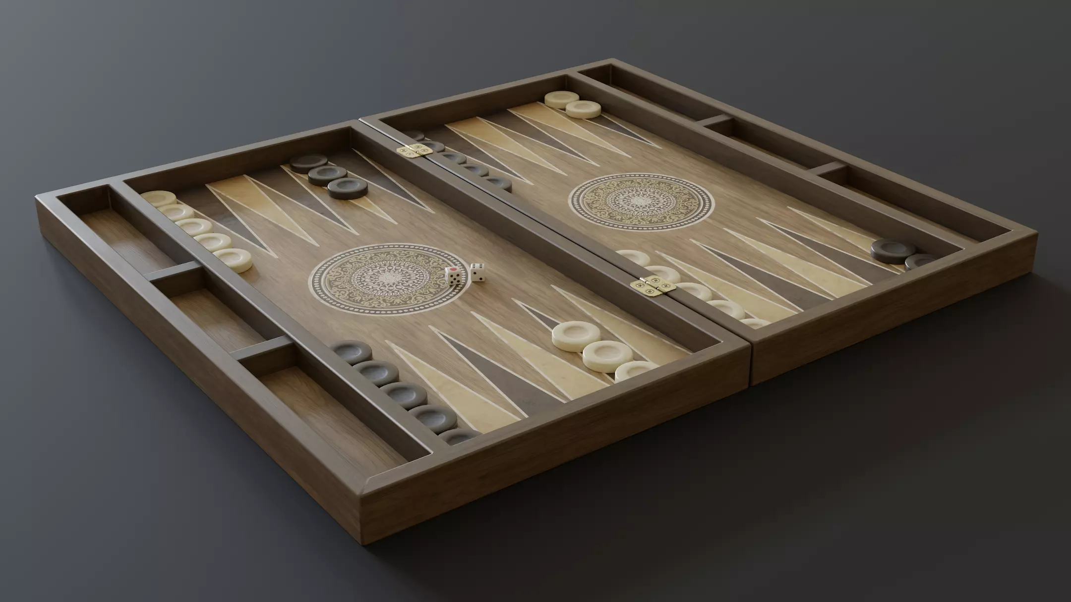 Backgammon Low-poly 3D model_0