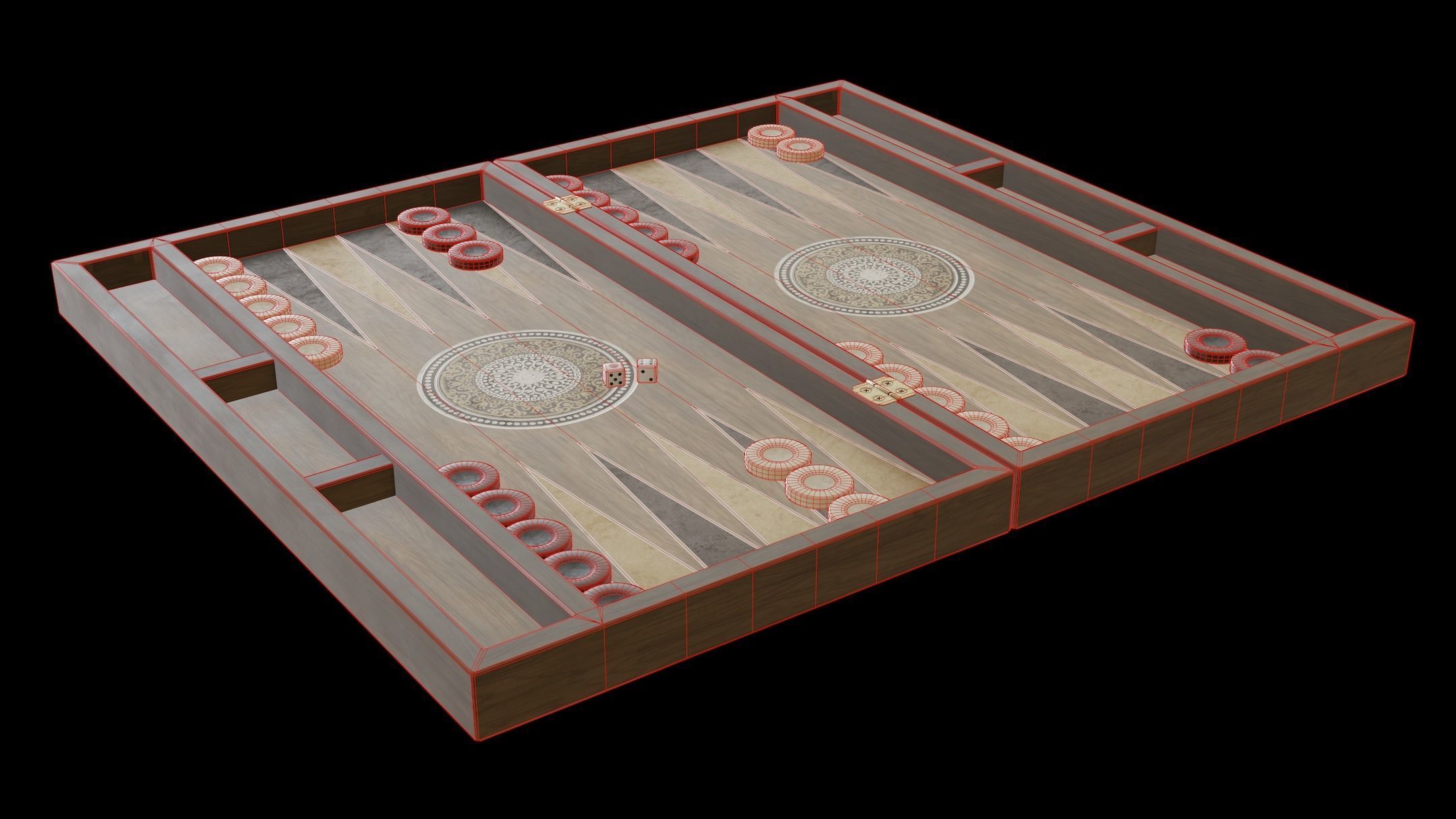 Backgammon Low-poly 3D model_7