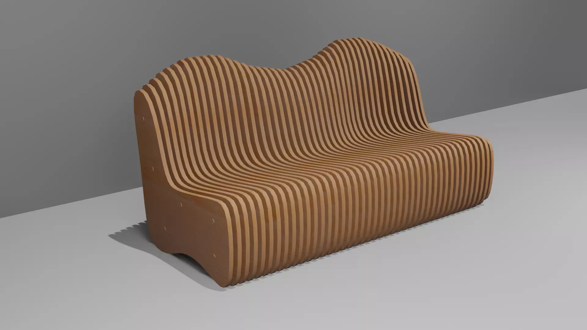 LowPoly Furniture Parametric Bench 01 Low-poly 3D model_0