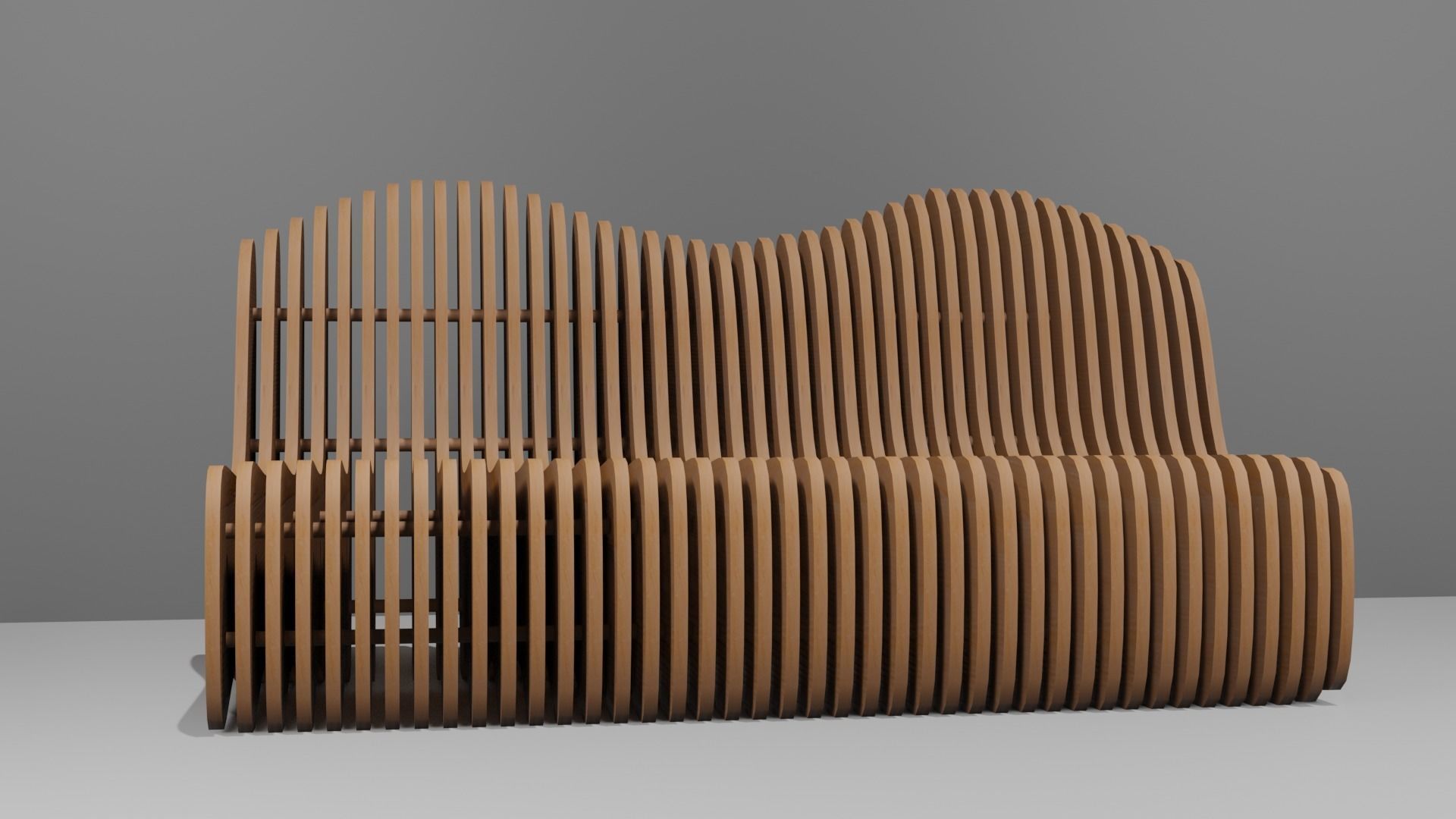 LowPoly Furniture Parametric Bench 01 Low-poly 3D model_3