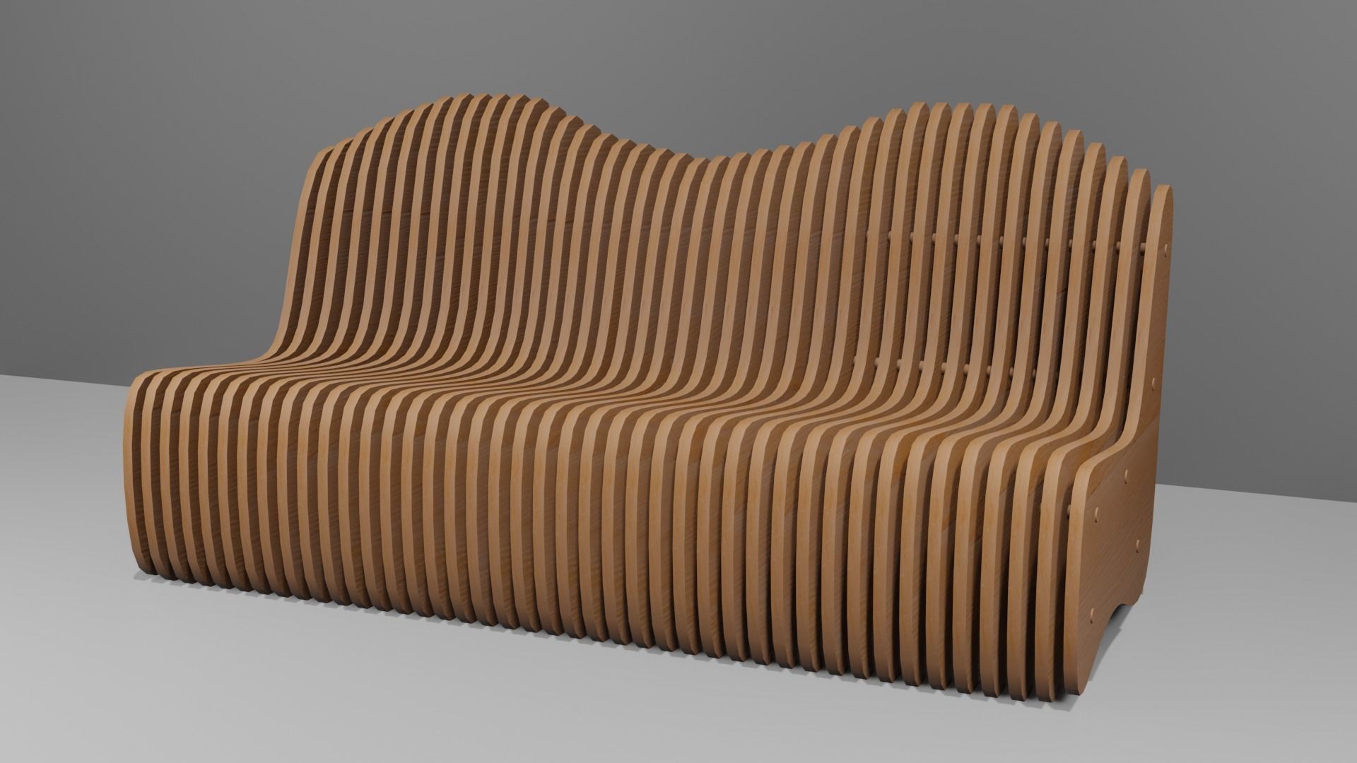 LowPoly Furniture Parametric Bench 01 Low-poly 3D model_1