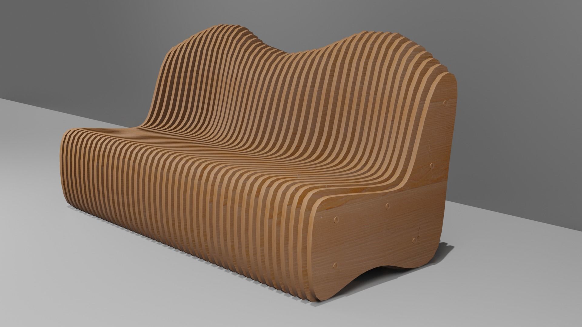 LowPoly Furniture Parametric Bench 01 Low-poly 3D model_2