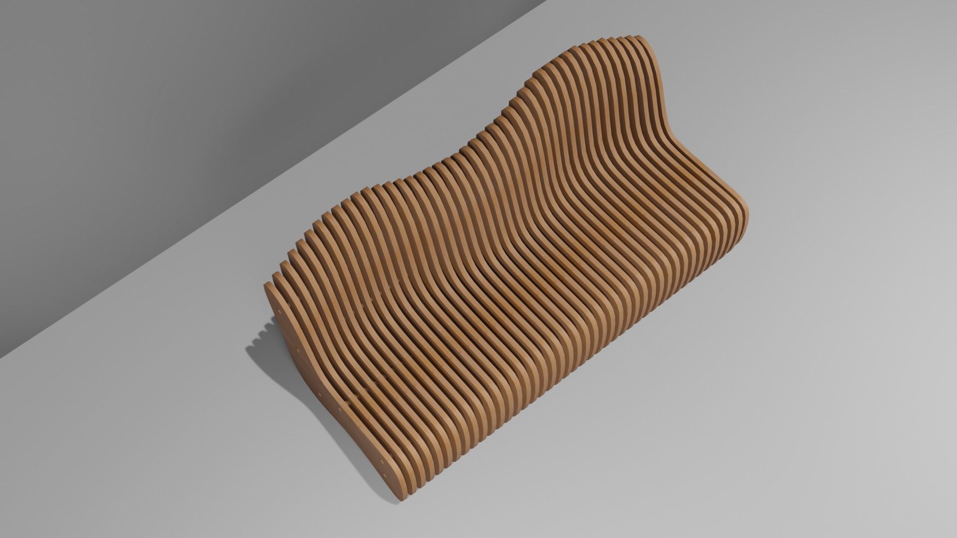LowPoly Furniture Parametric Bench 01 Low-poly 3D model_4