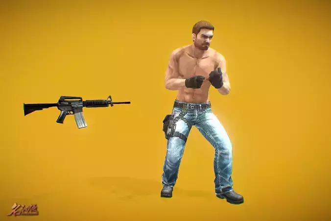 Battle Royale Beachboy Low-poly 3D model