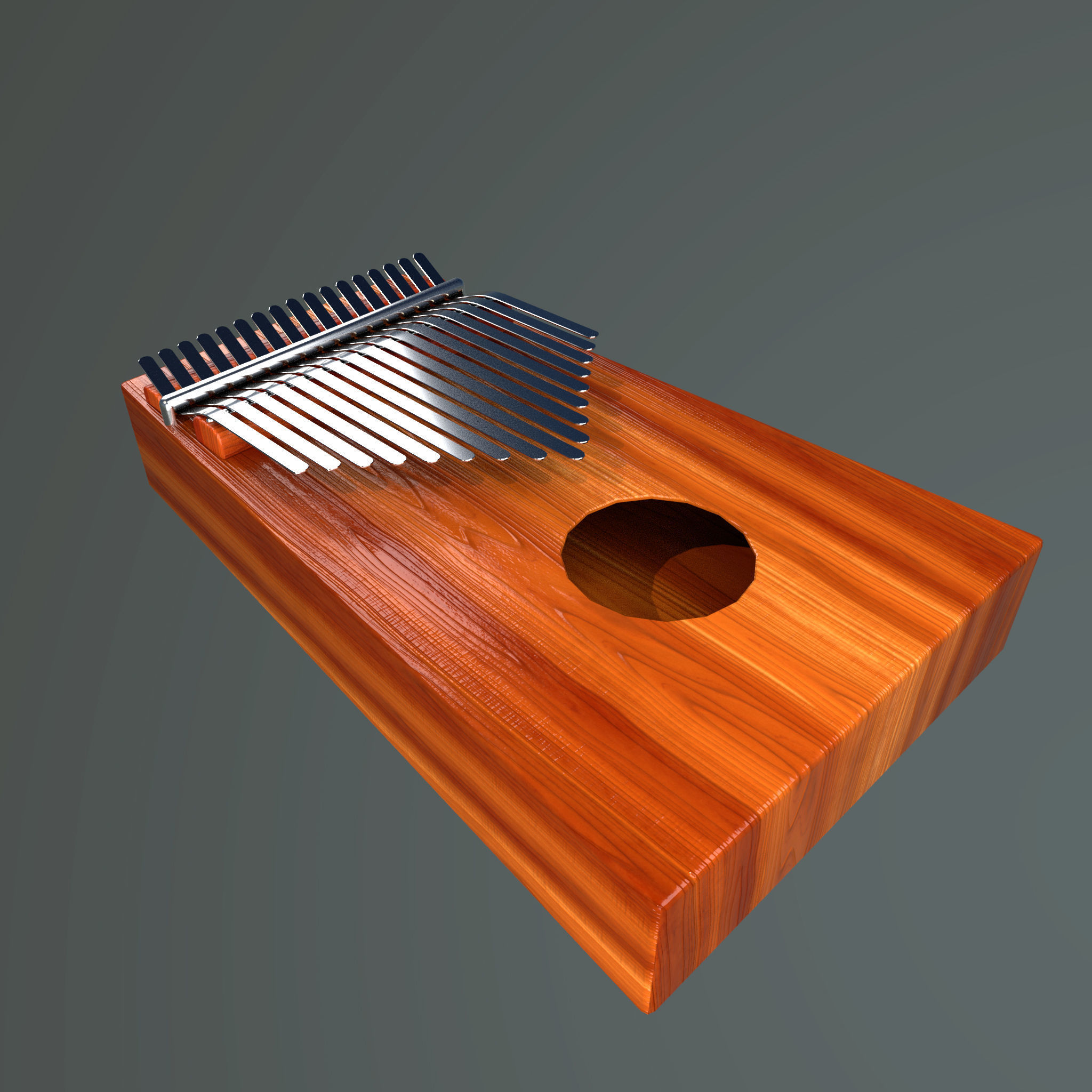 kalimba lowpoly 3d model wooden xylophone Low-poly 3D model_1