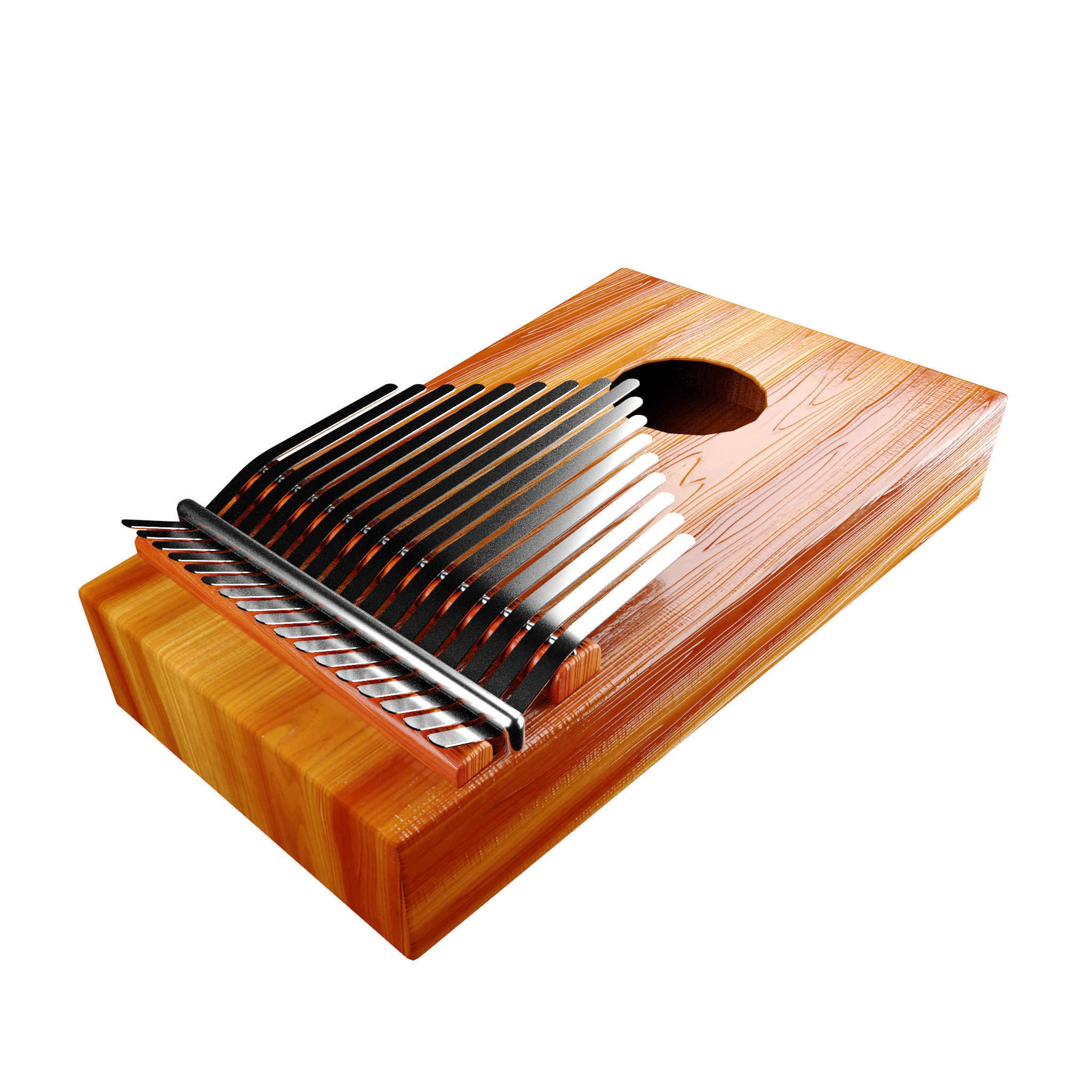 kalimba lowpoly 3d model wooden xylophone Low-poly 3D model_2
