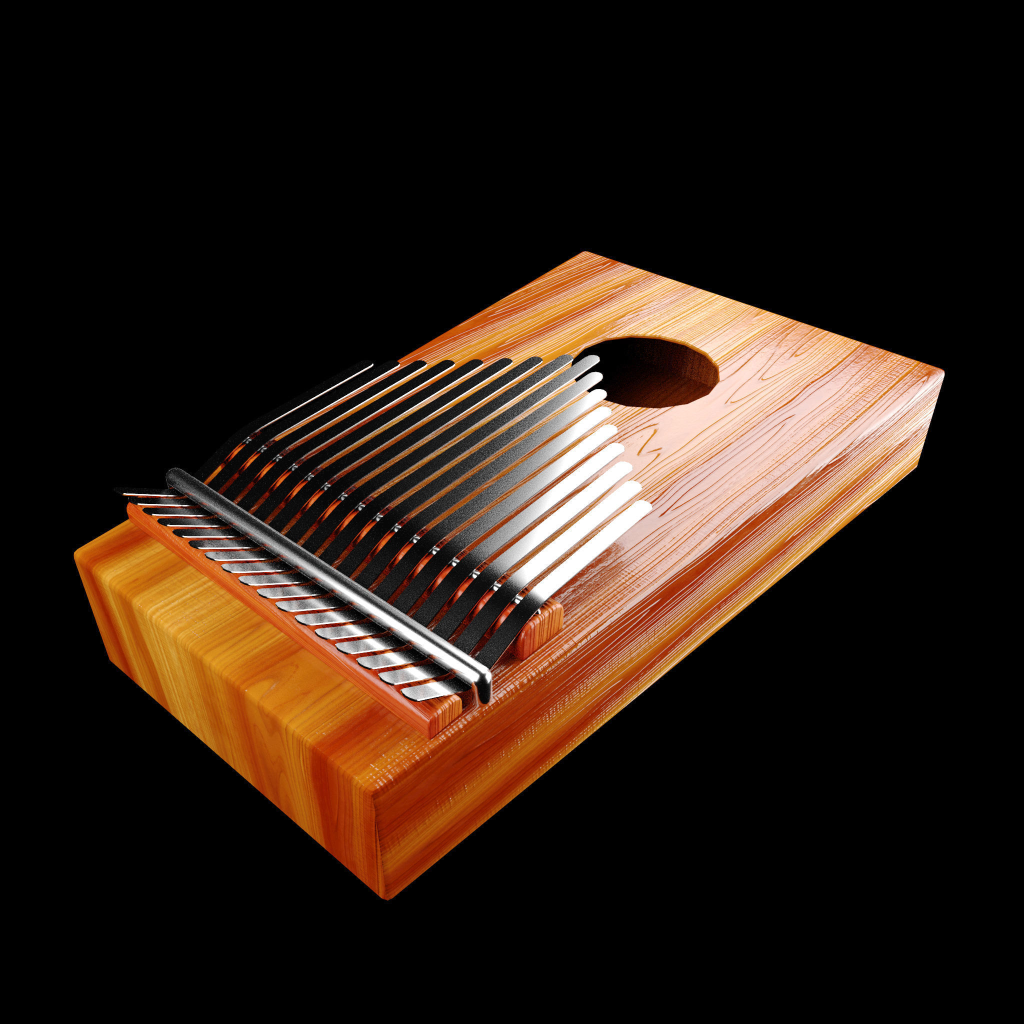 kalimba lowpoly 3d model wooden xylophone Low-poly 3D model_3