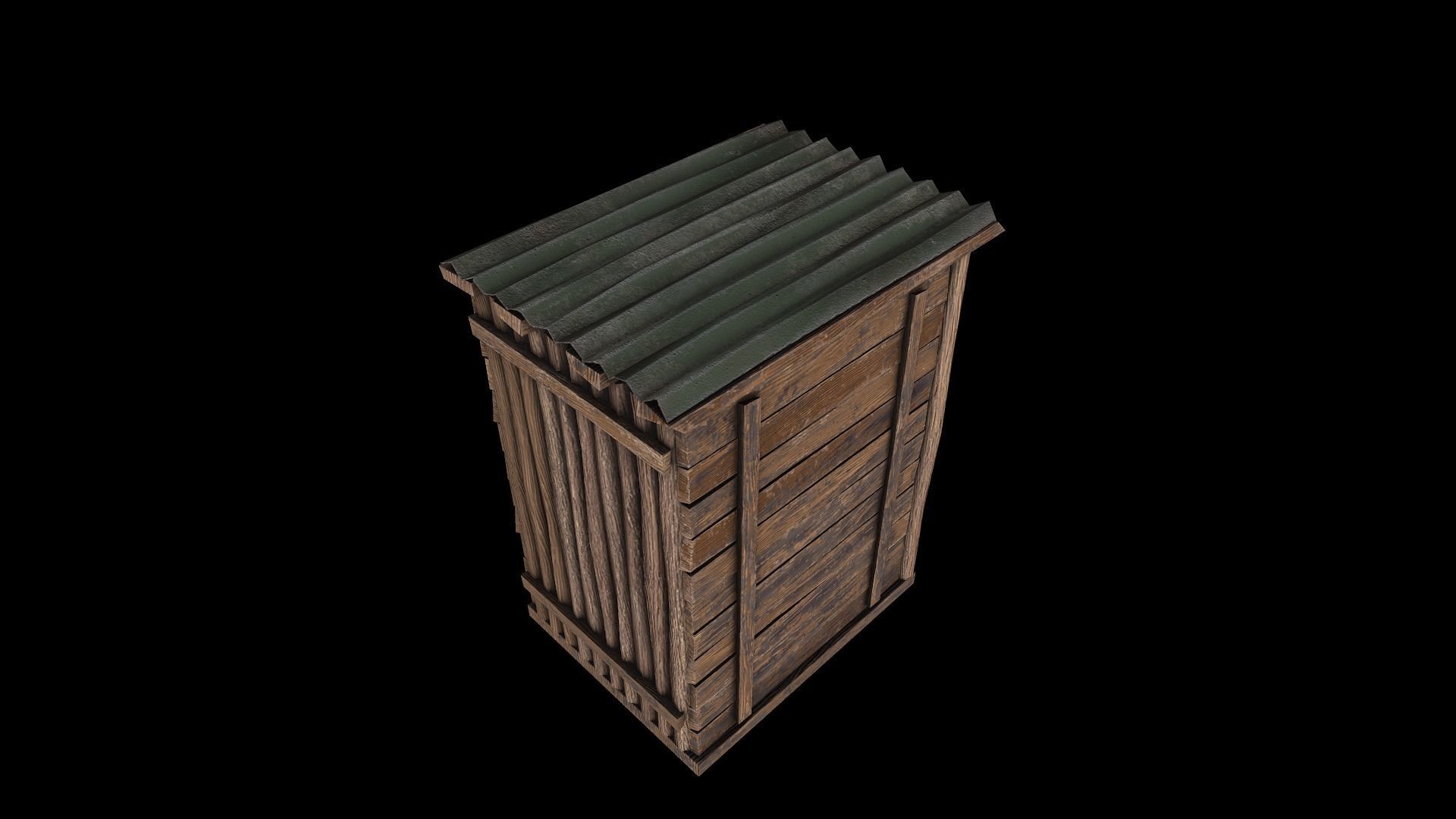 Outdoor Wooden Toilet 4 Low-poly 3D model_8