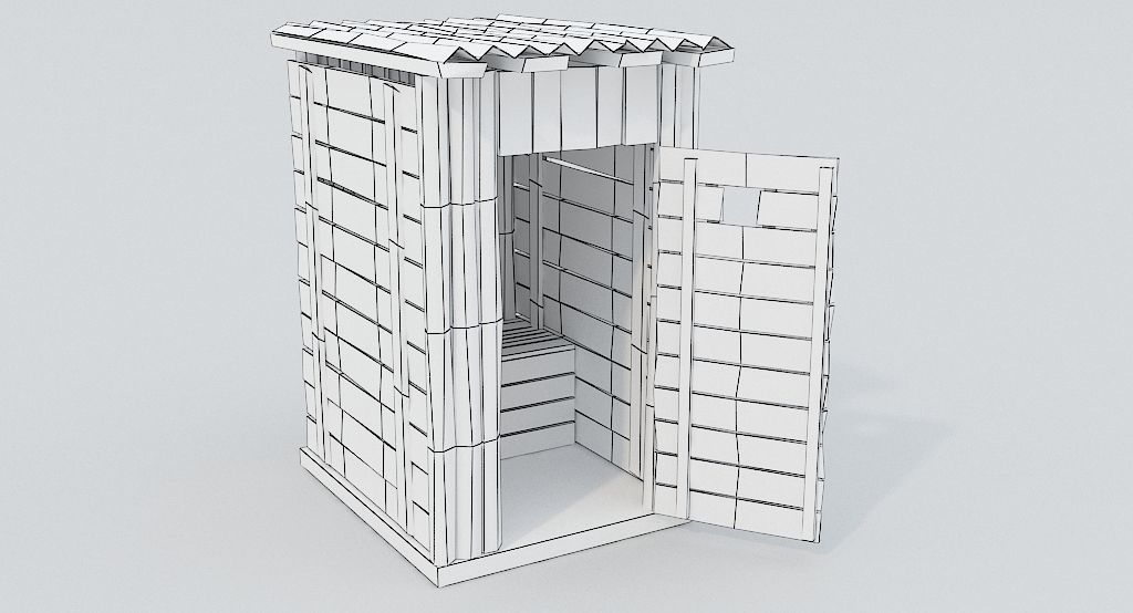 Outdoor Wooden Toilet 4 Low-poly 3D model_10