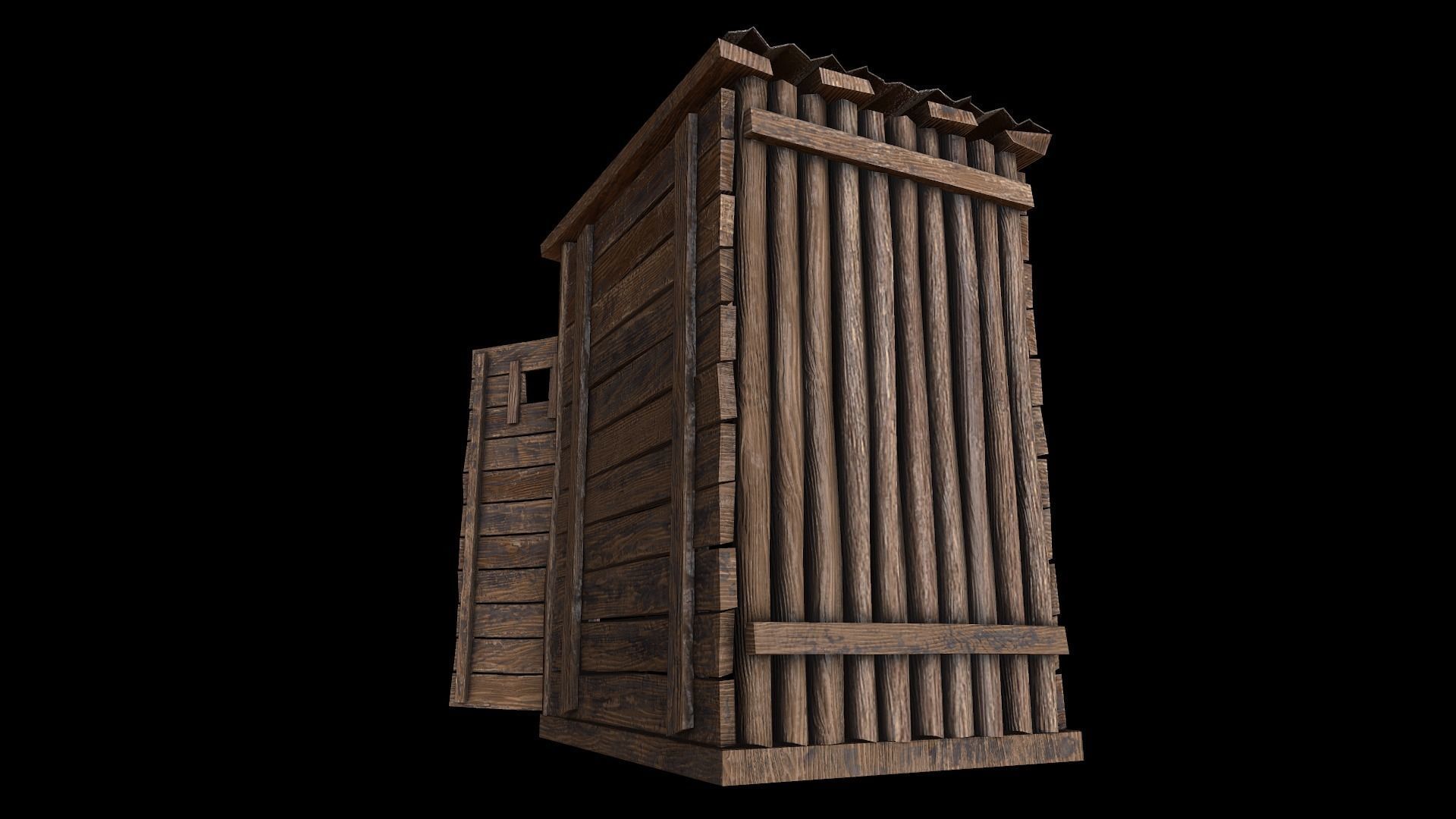 Outdoor Wooden Toilet 4 Low-poly 3D model_7