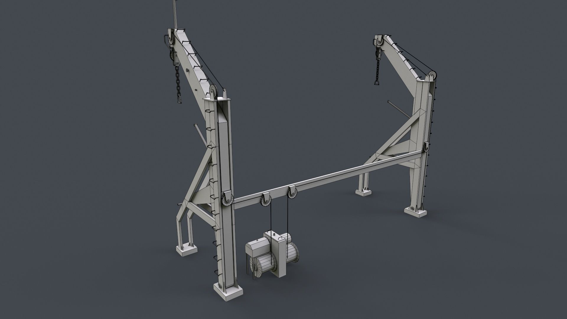 Ship Deck Davit Low-poly 3D model_12