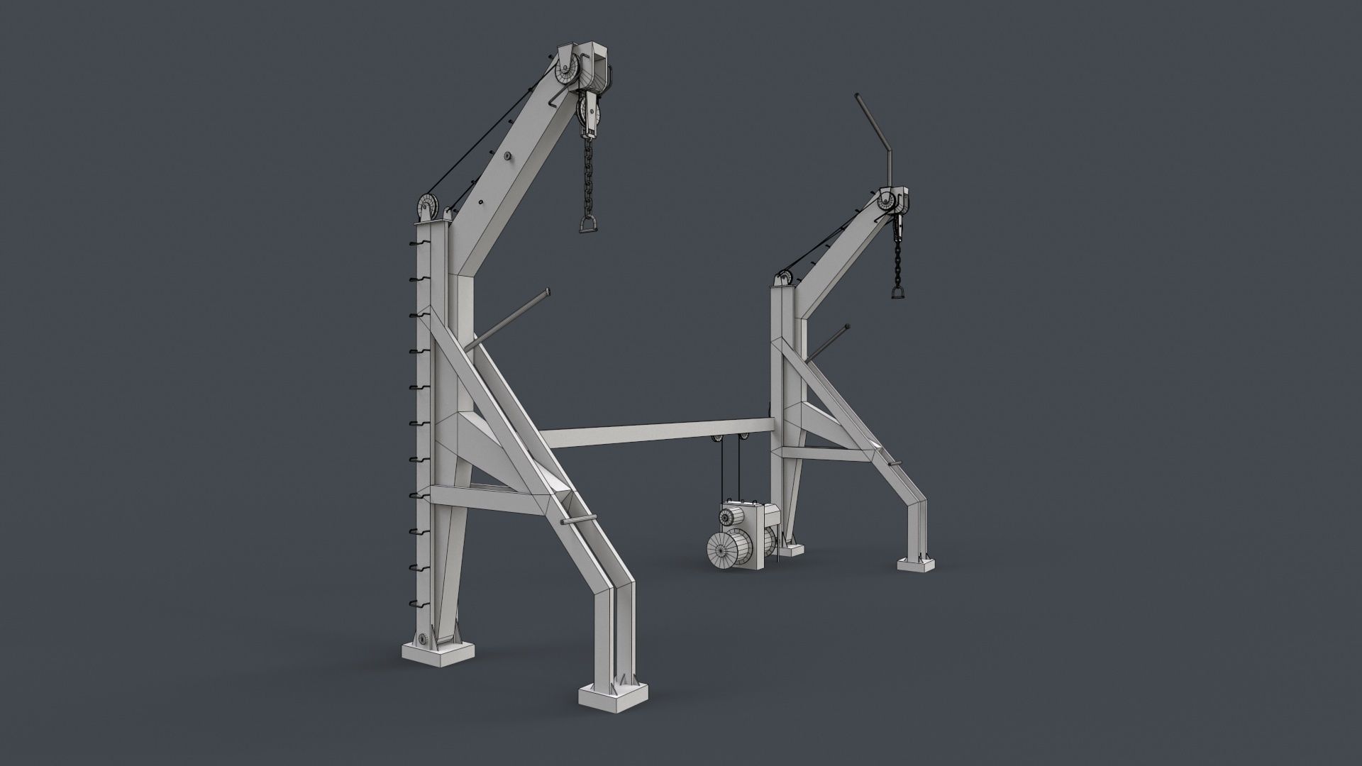 Ship Deck Davit Low-poly 3D model_16