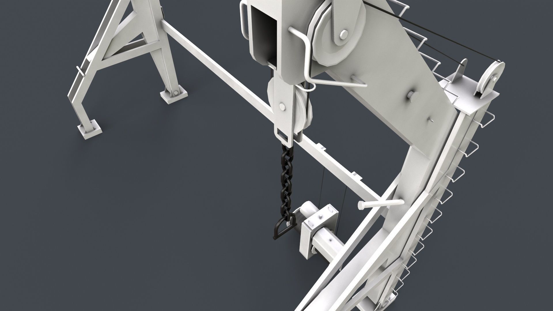 Ship Deck Davit Low-poly 3D model_5