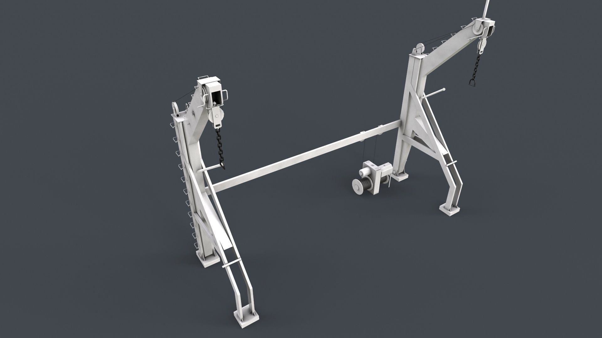 Ship Deck Davit Low-poly 3D model_10