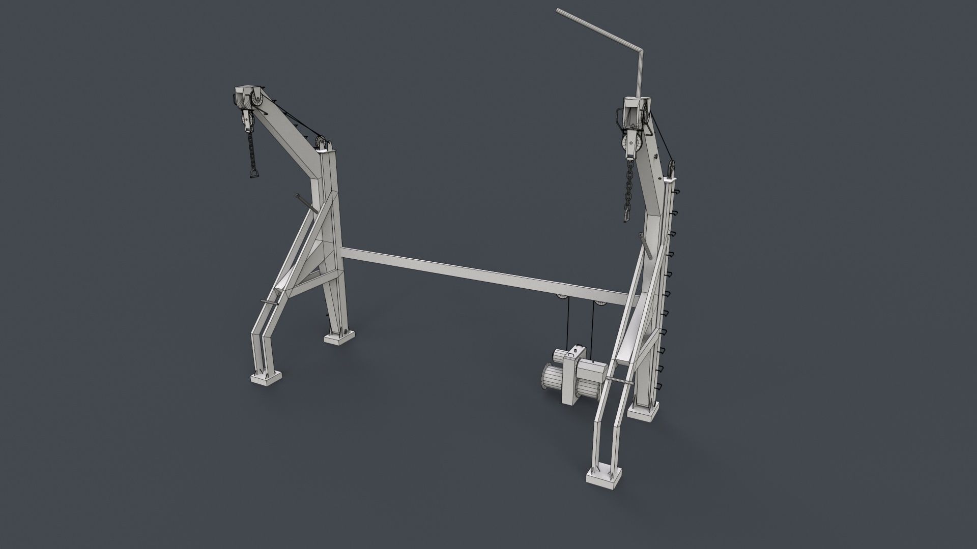 Ship Deck Davit Low-poly 3D model_11