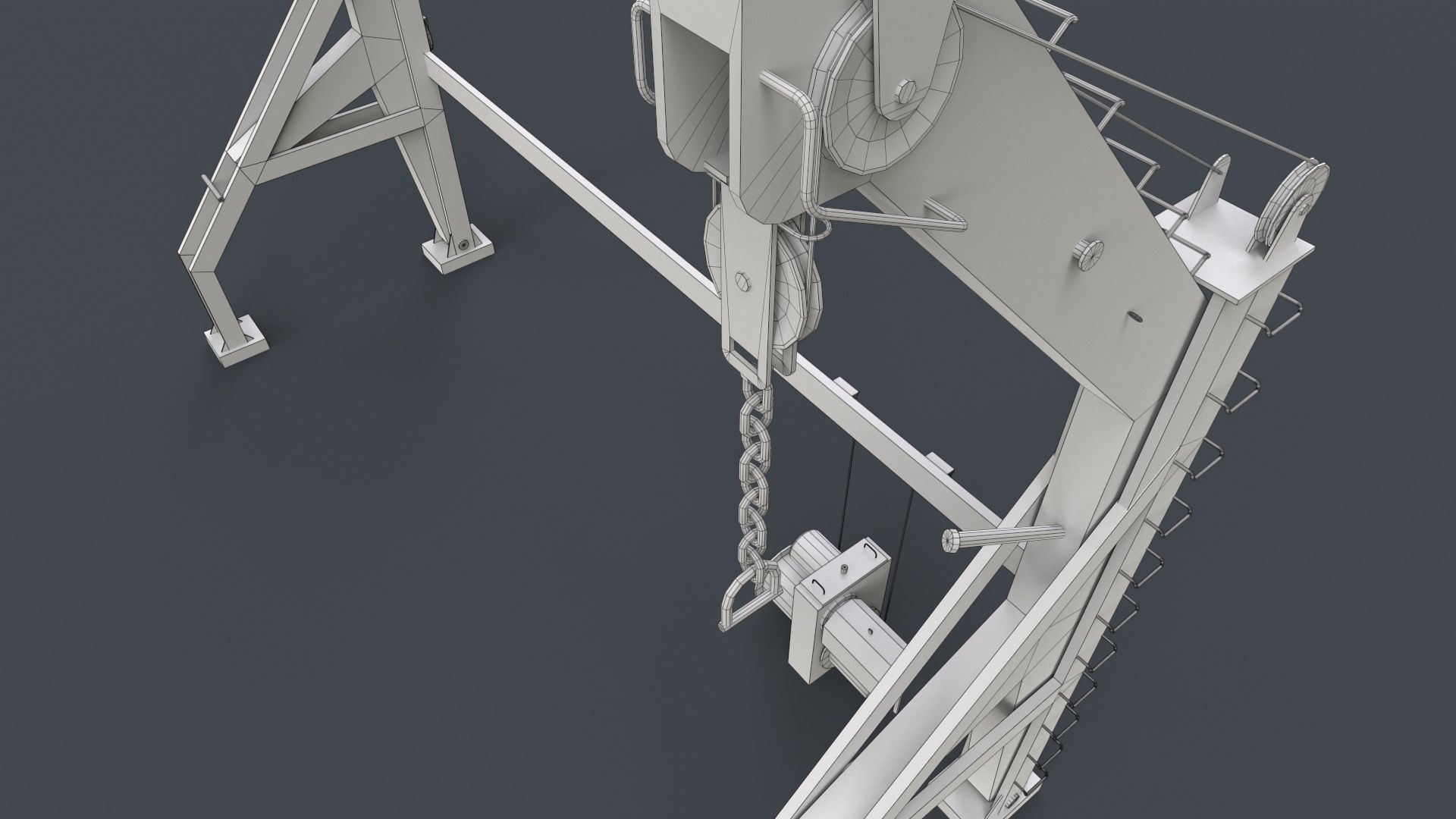 Ship Deck Davit Low-poly 3D model_13