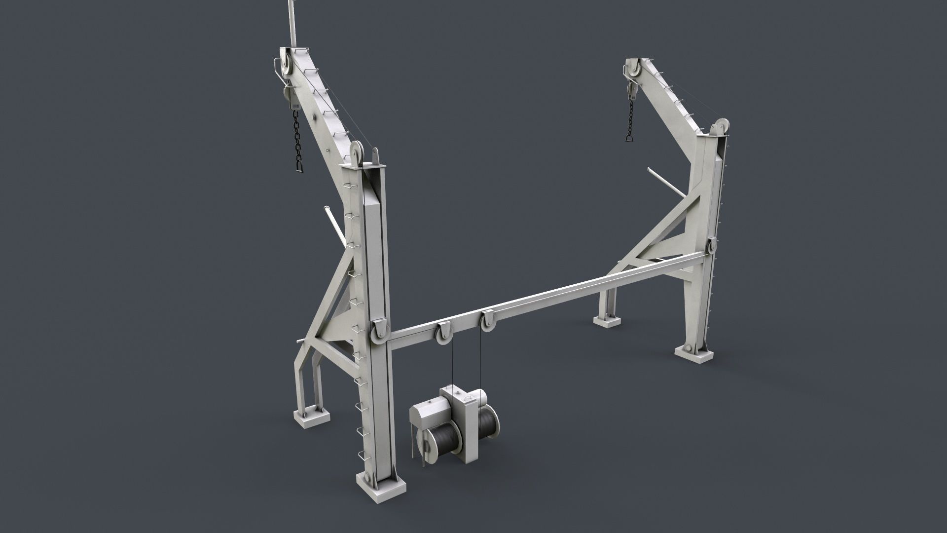 Ship Deck Davit Low-poly 3D model_4