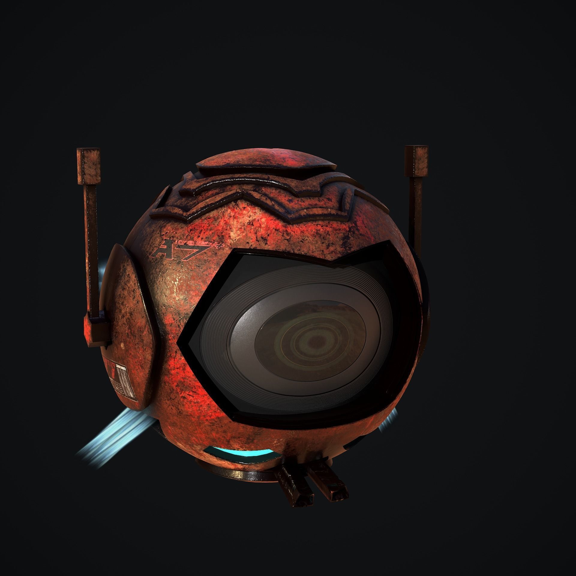 Sci-Fi Drone - Red Demon Low-poly 3D model_3