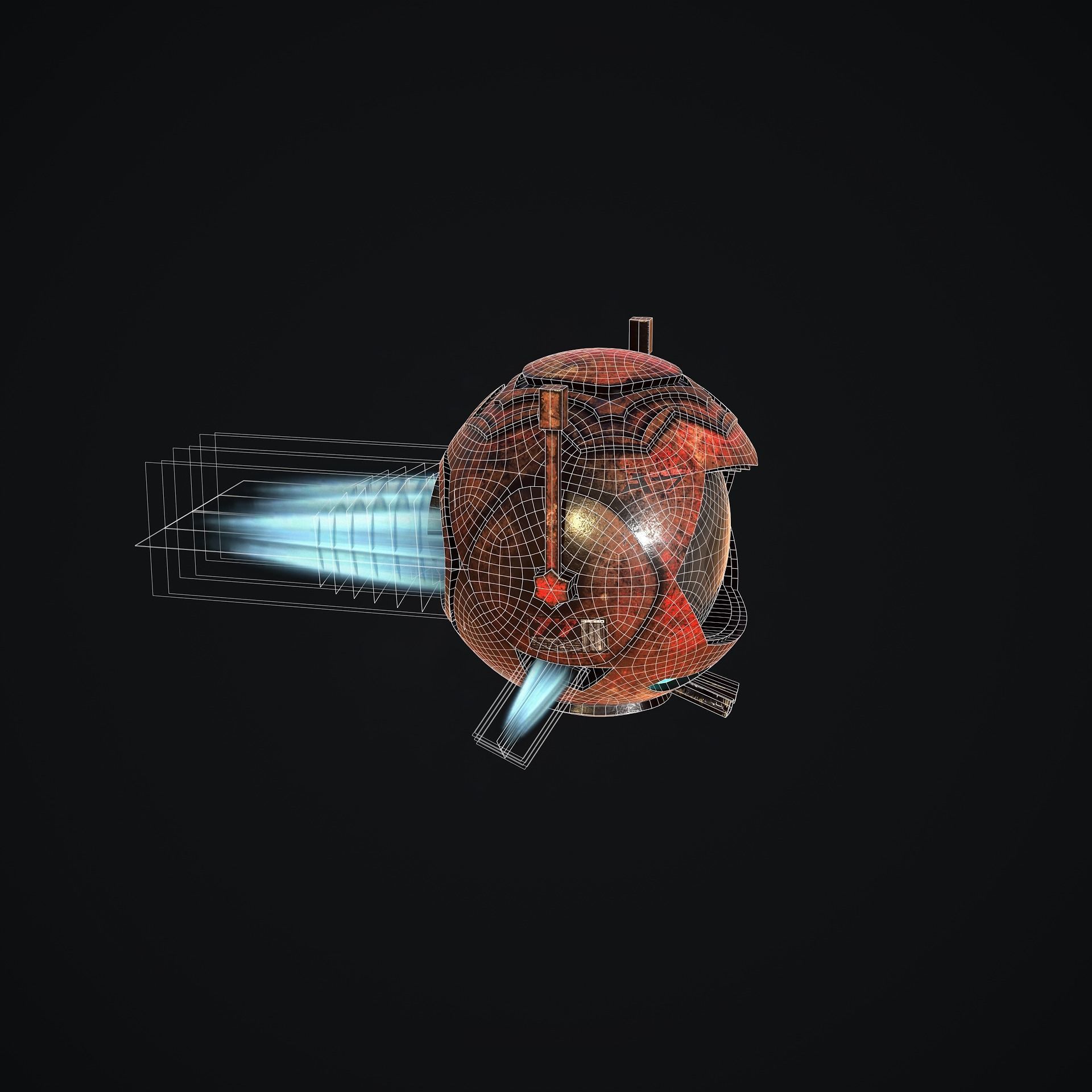 Sci-Fi Drone - Red Demon Low-poly 3D model_8