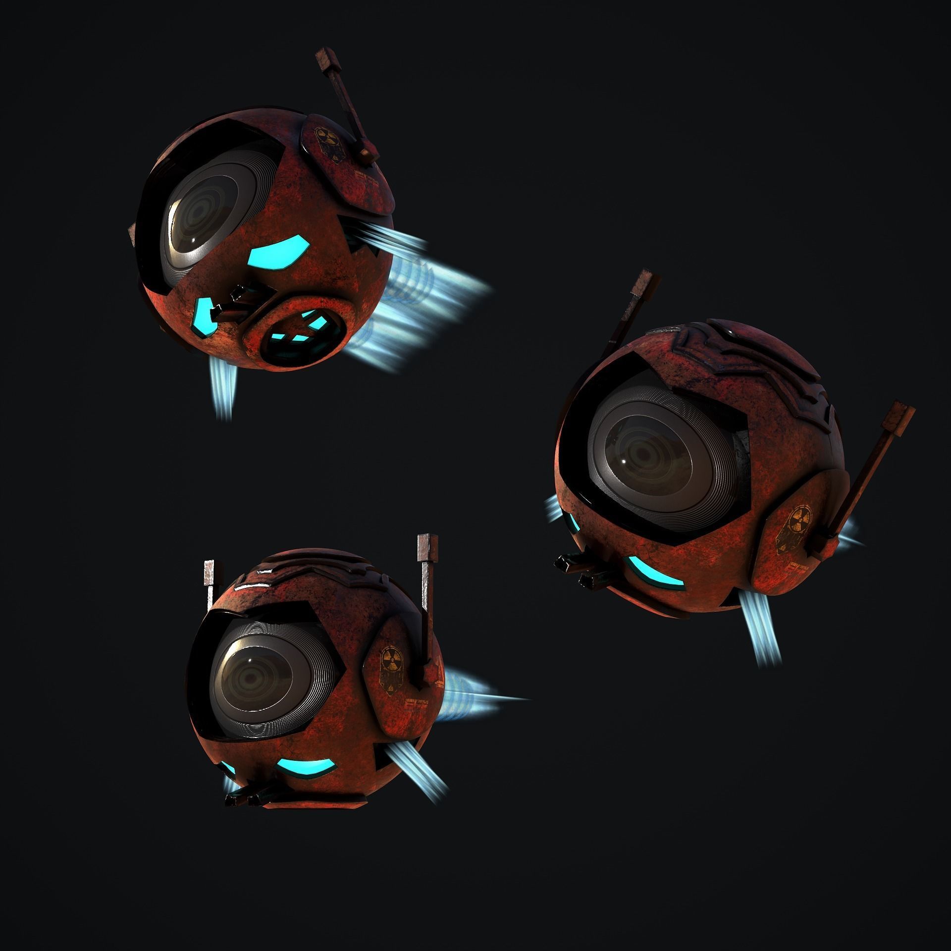 Sci-Fi Drone - Red Demon Low-poly 3D model_10