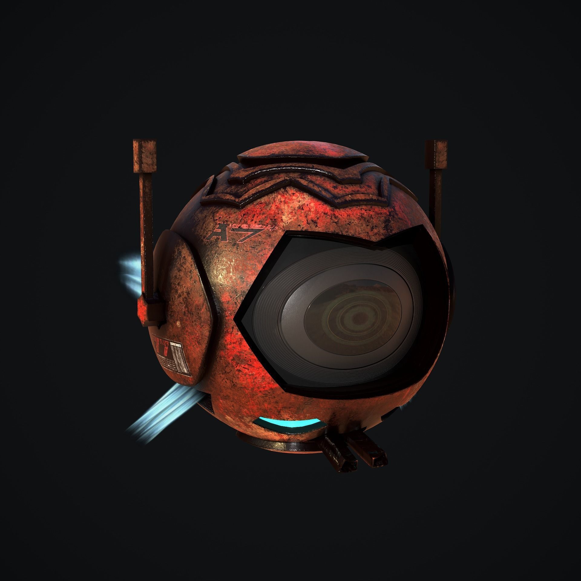 Sci-Fi Drone - Red Demon Low-poly 3D model_4