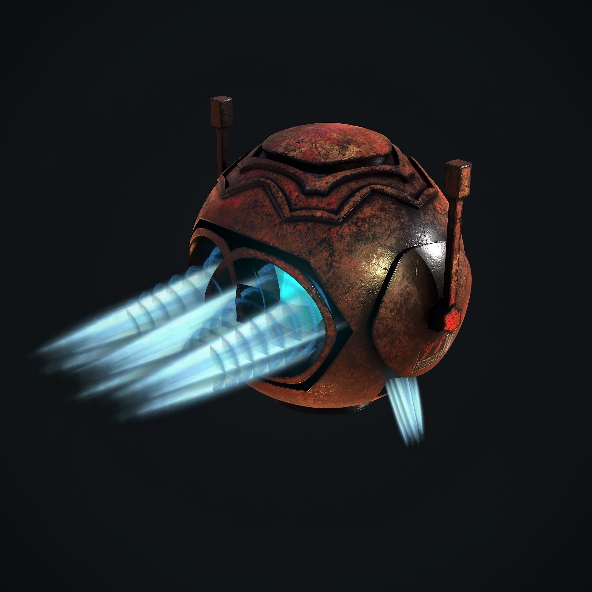 Sci-Fi Drone - Red Demon Low-poly 3D model_5